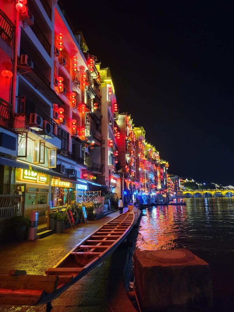 zhenyuan riverside at night