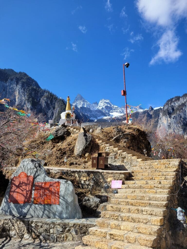 Buddhist stupa in the mountains