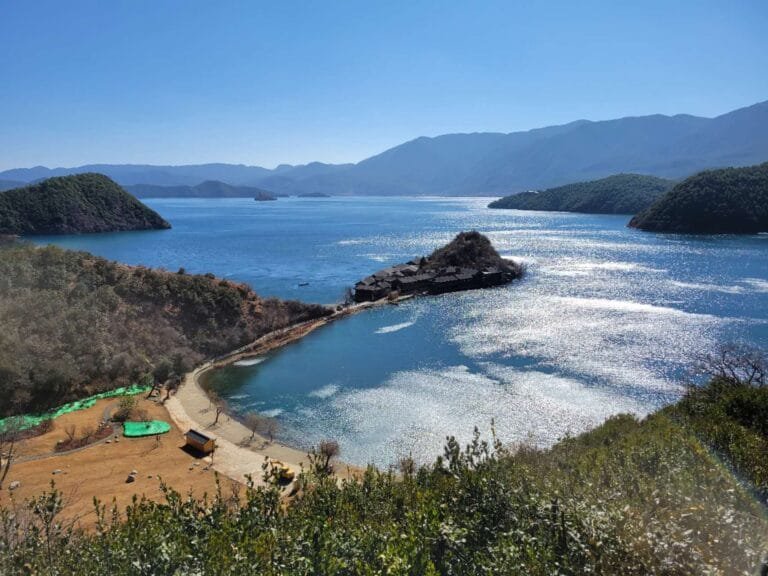 lugu lake from above