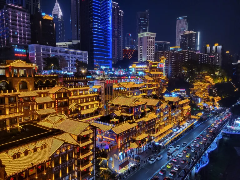 hongya cave in Chongqing china at night