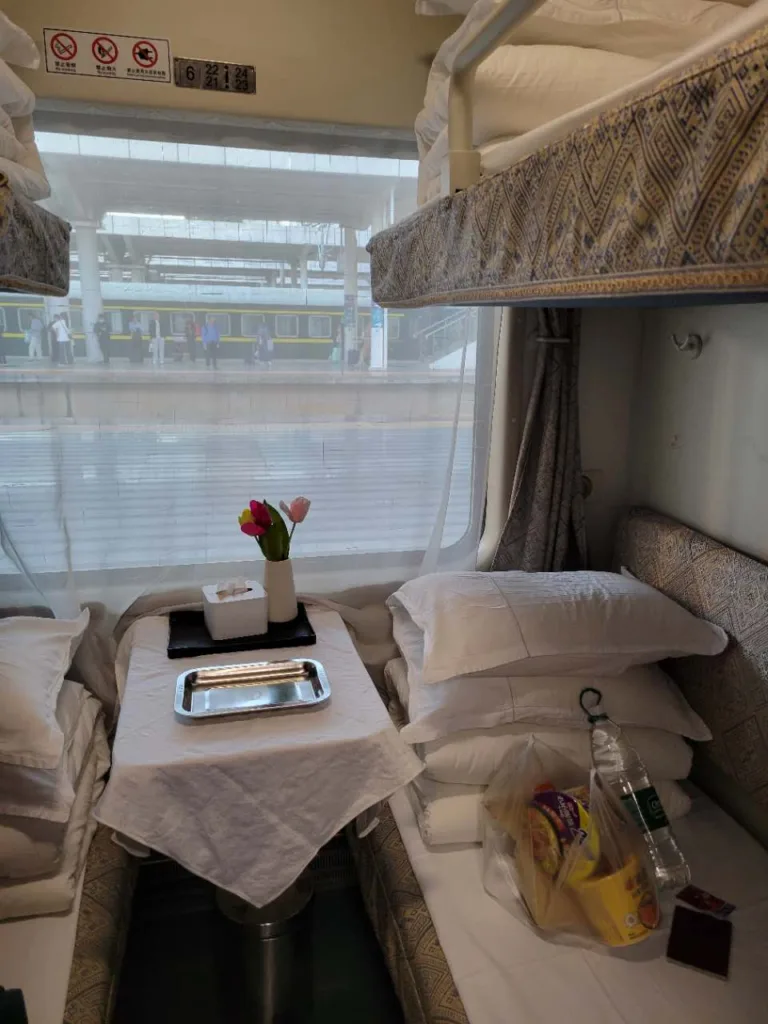 train cabin on the sleeper train to hanoi